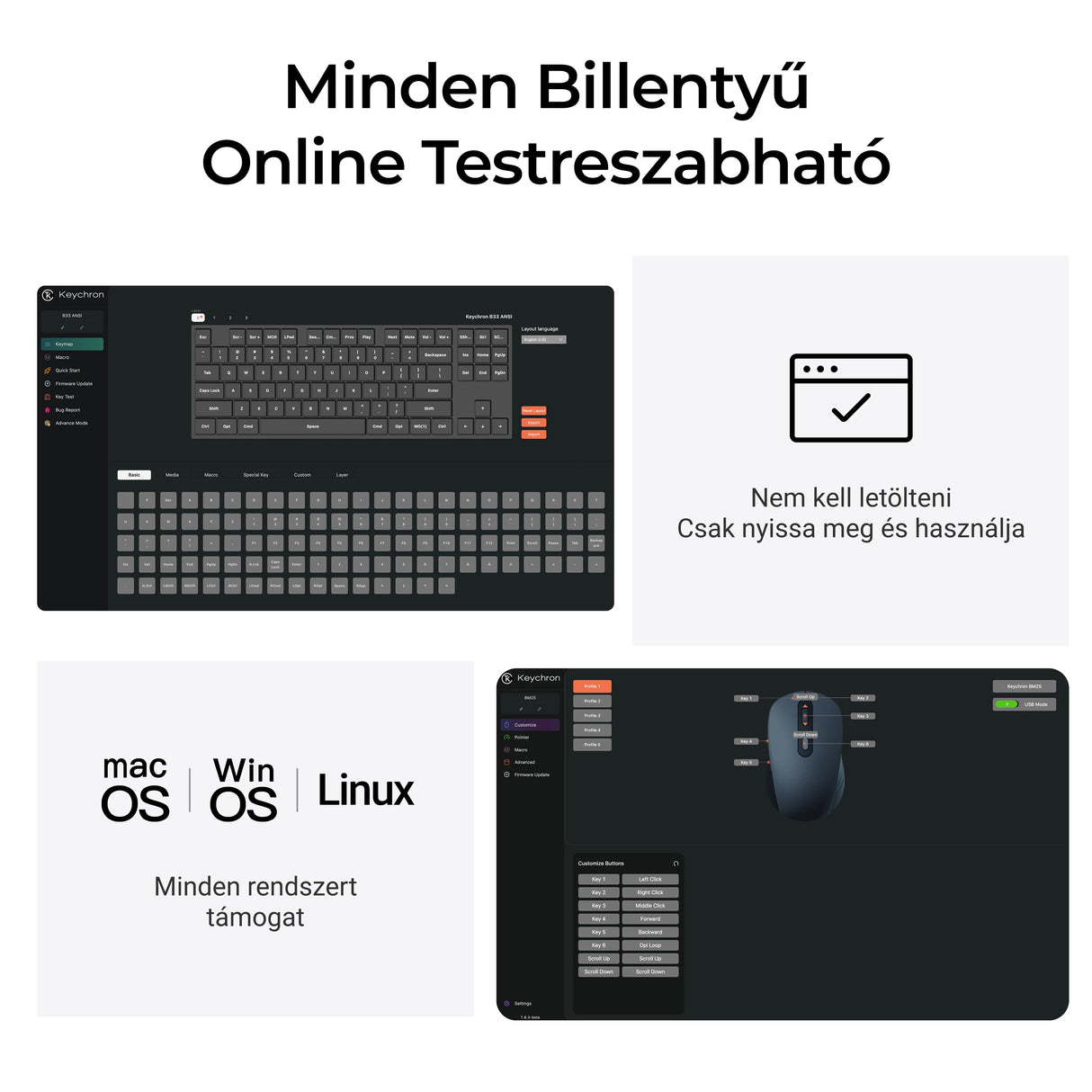 Keychron B33 billentyűzet és BM25 egér vezeték nélküli szett