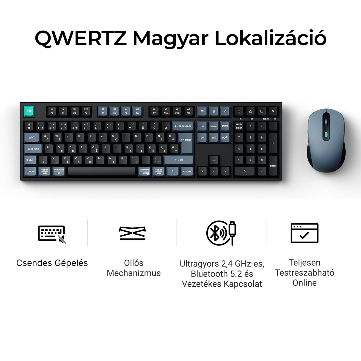 Keychron B36 billentyűzet és BM25 egér vezeték nélküli szett