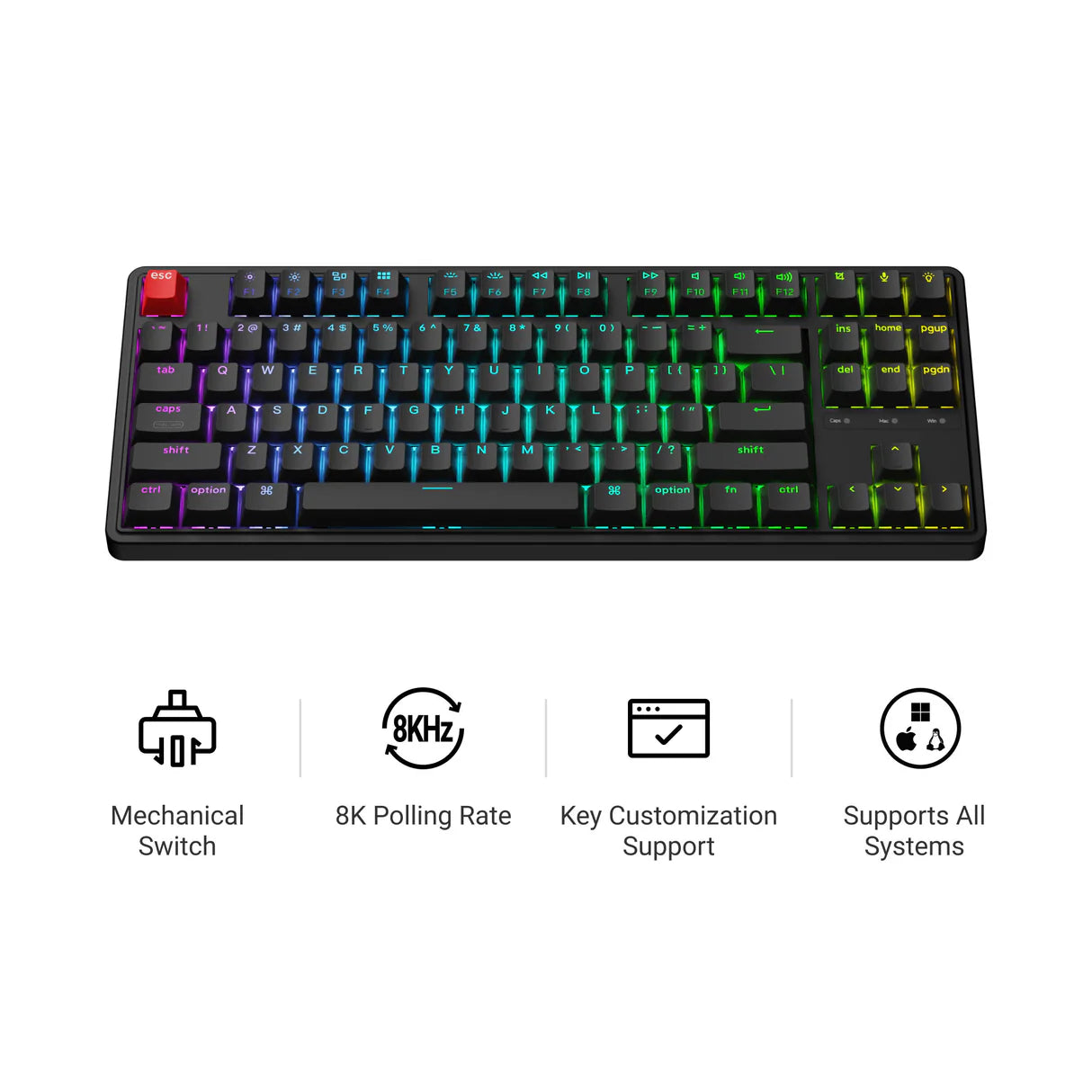 Keychron C3 Pro 8K QMK testreszabható vezetékes mechanikus billentyűzet