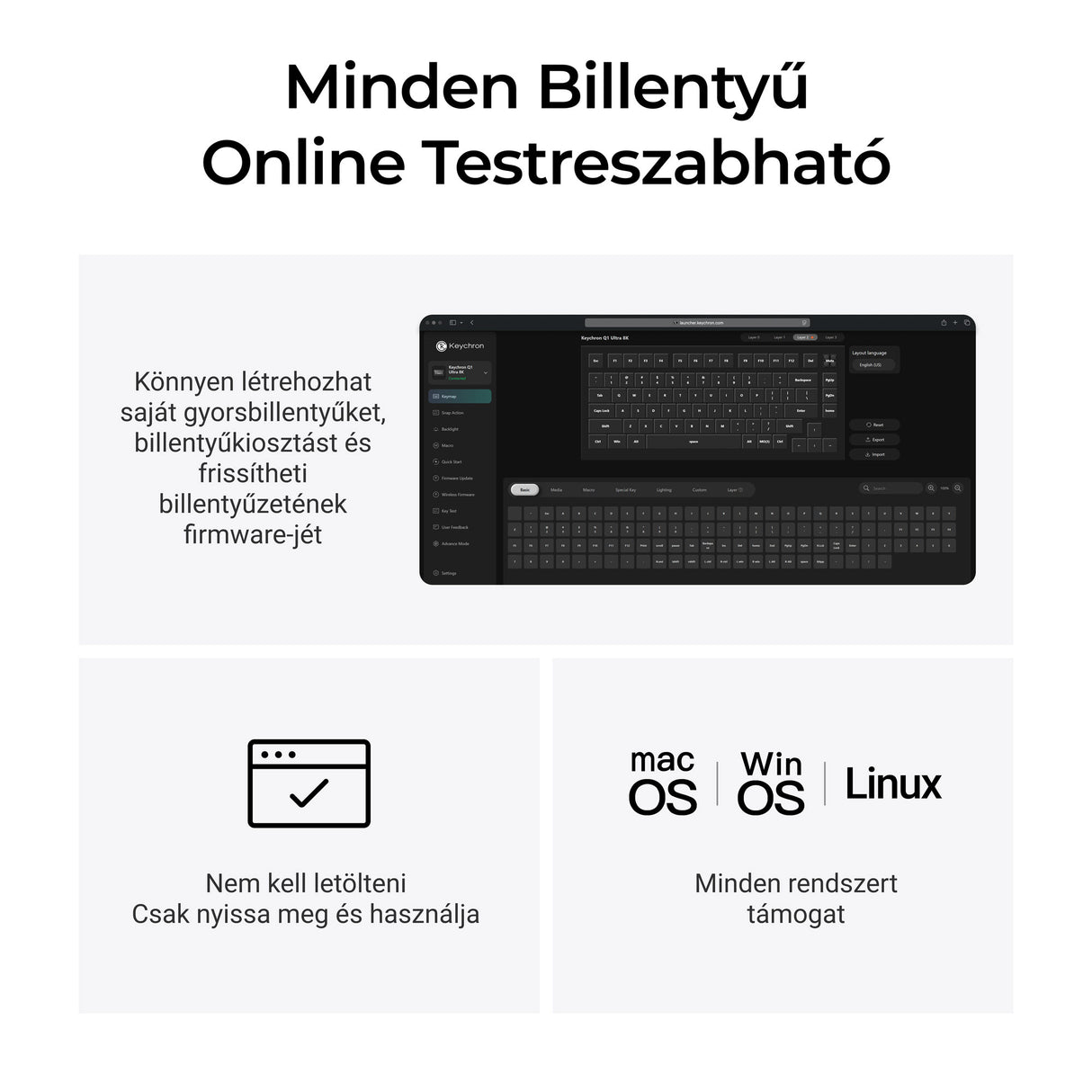 Keychron Q1 Ultra 8K vezeték nélküli testreszabható mechanikus billentyűzet
