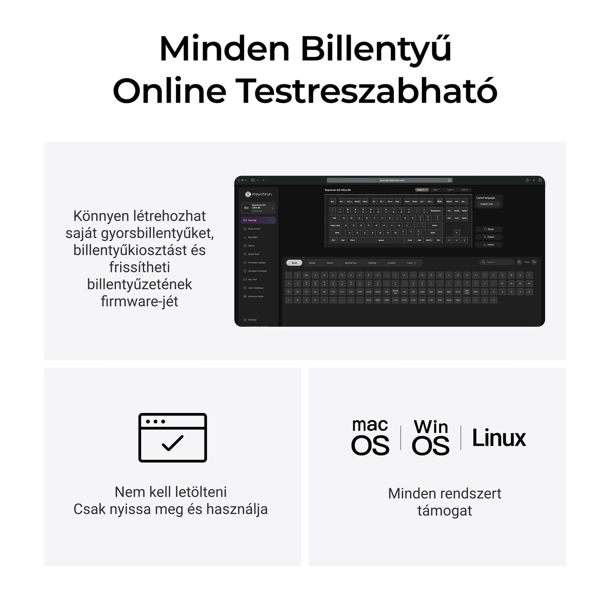 Keychron Q3 Ultra 8K vezeték nélküli testreszabható mechanikus billentyűzet
