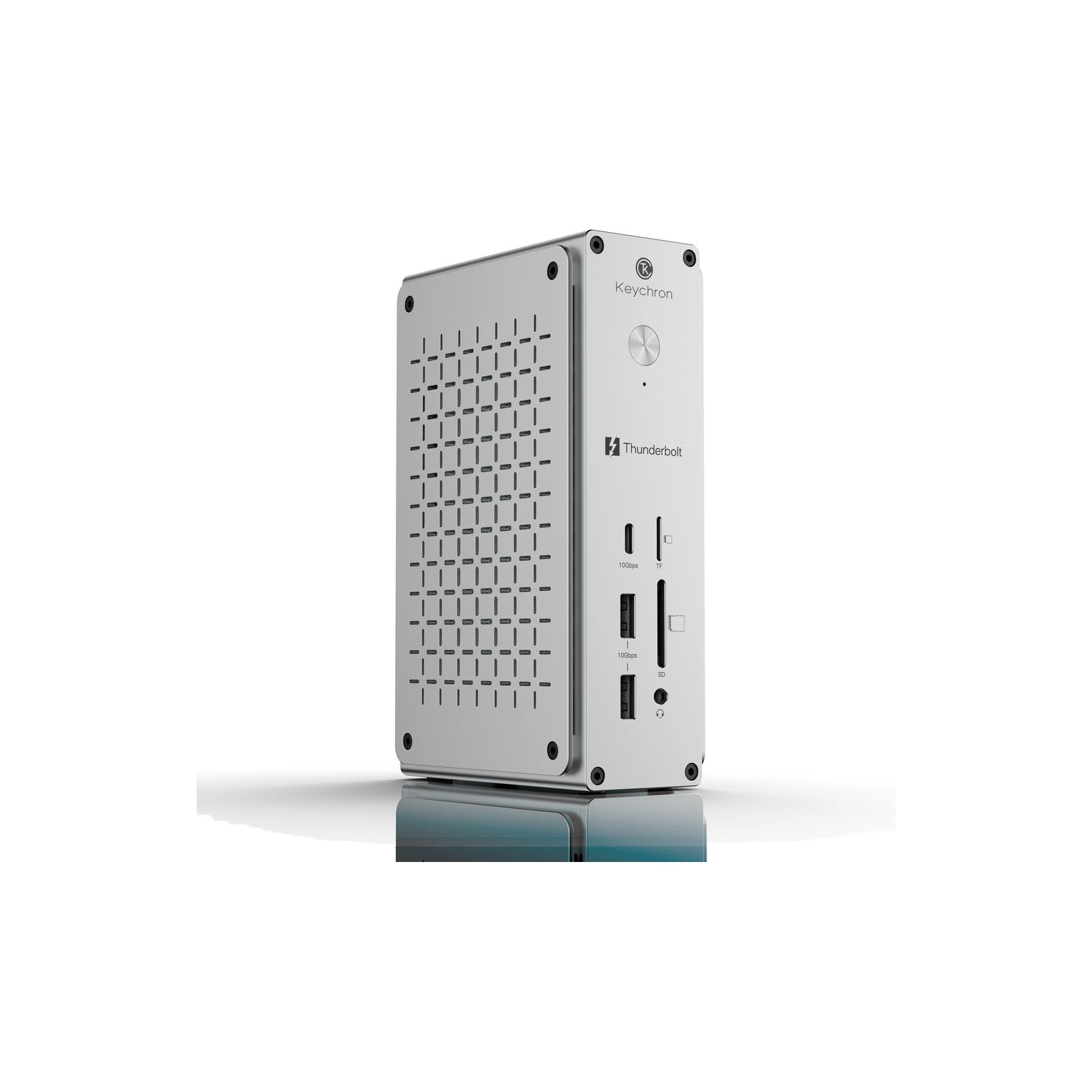 Keychron Thunderbolt 5 Dock — fanless aluminum vertical design