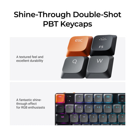 Keychron K1 QMK Version 6 Double-shot Shinethrough Keycaps