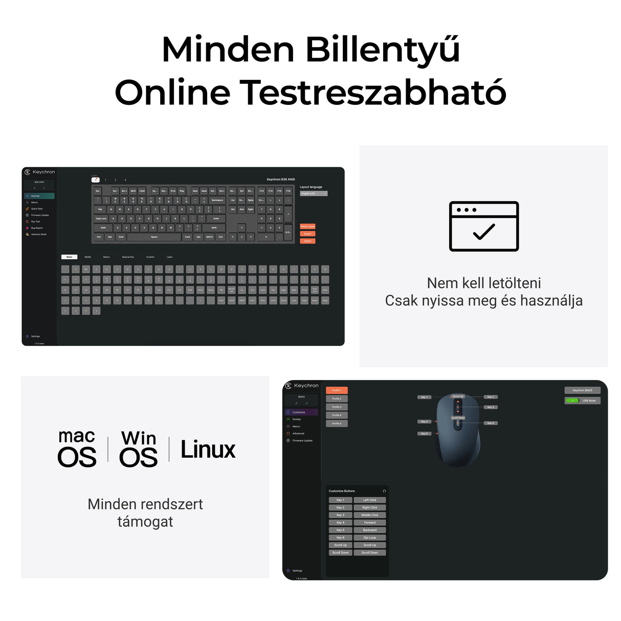 Keychron B36 billentyűzet és BM25 egér vezeték nélküli szett