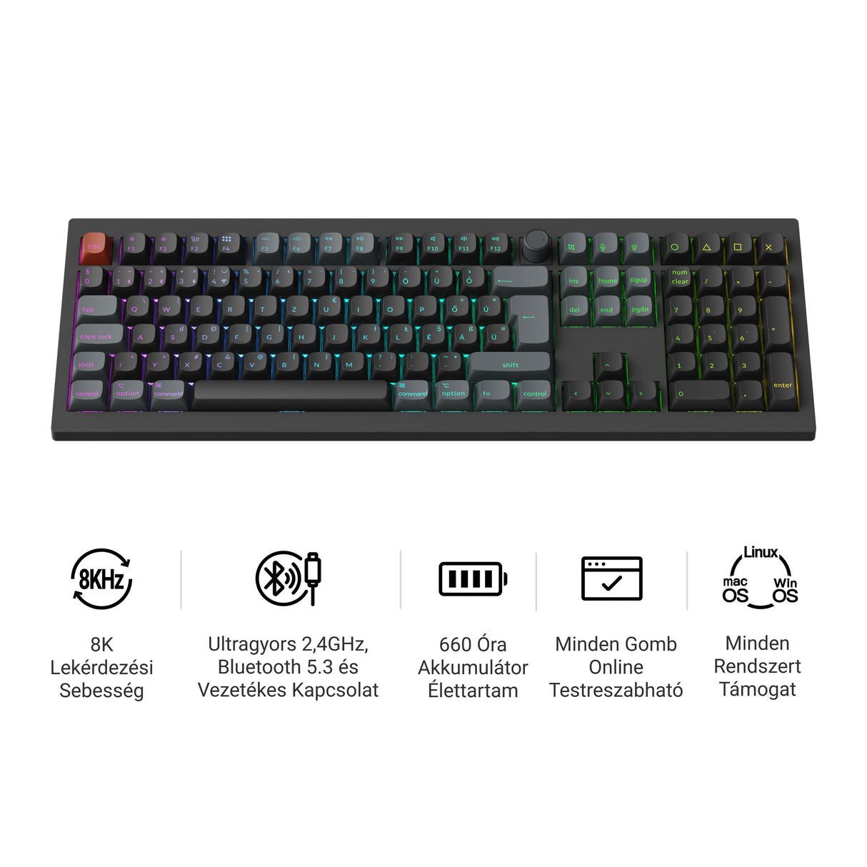Keychron V6 Ultra 8K vezeték nélküli testreszabható mehanikus billentyűzet