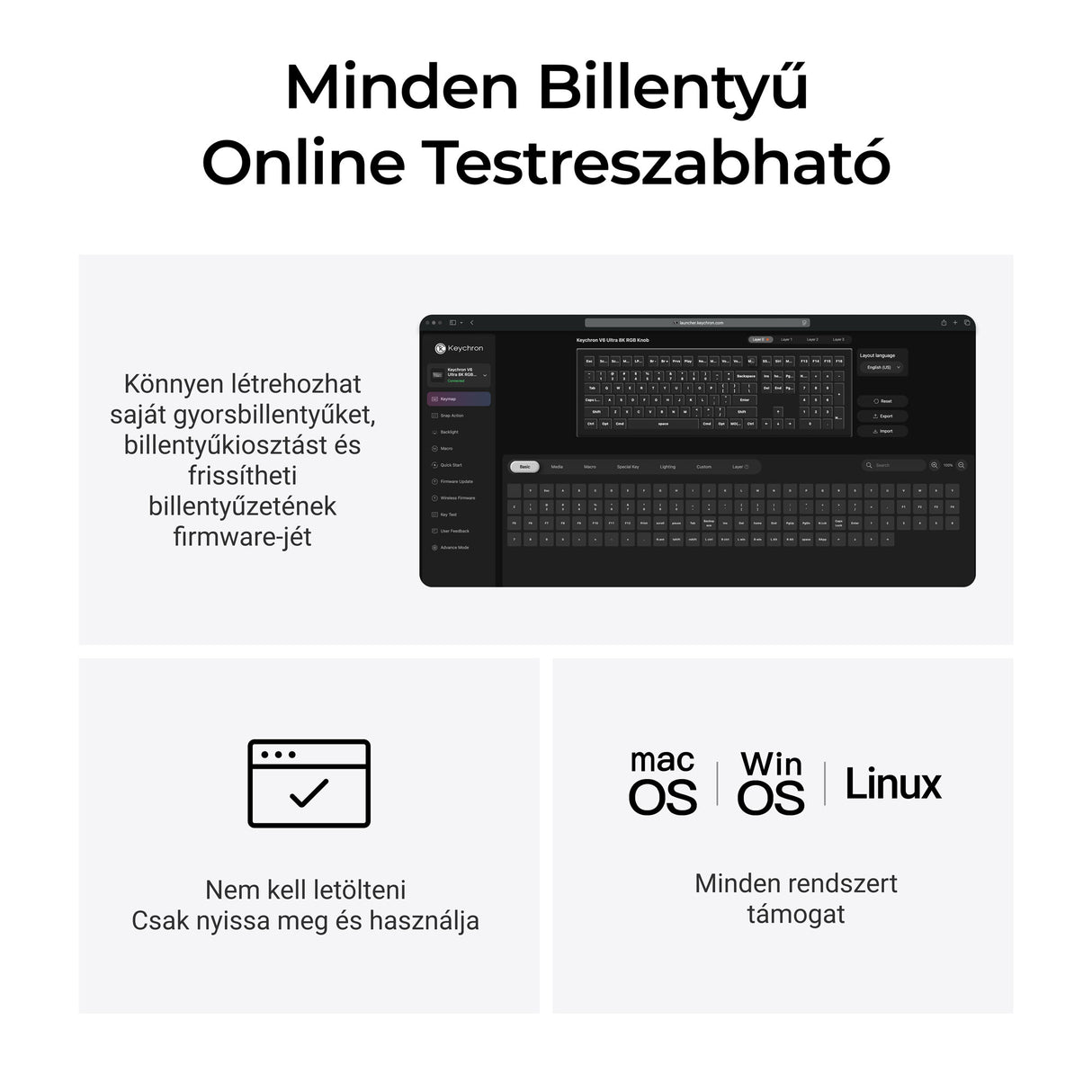 Keychron V6 Ultra 8K vezeték nélküli testreszabható mehanikus billentyűzet