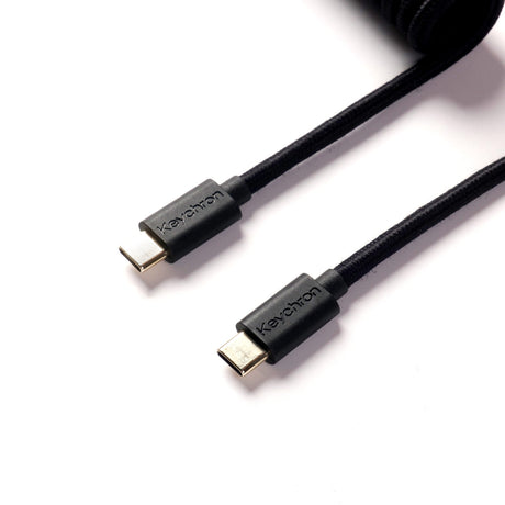 Keychron custom coiled aviator USB Type-C cable 8K version black color