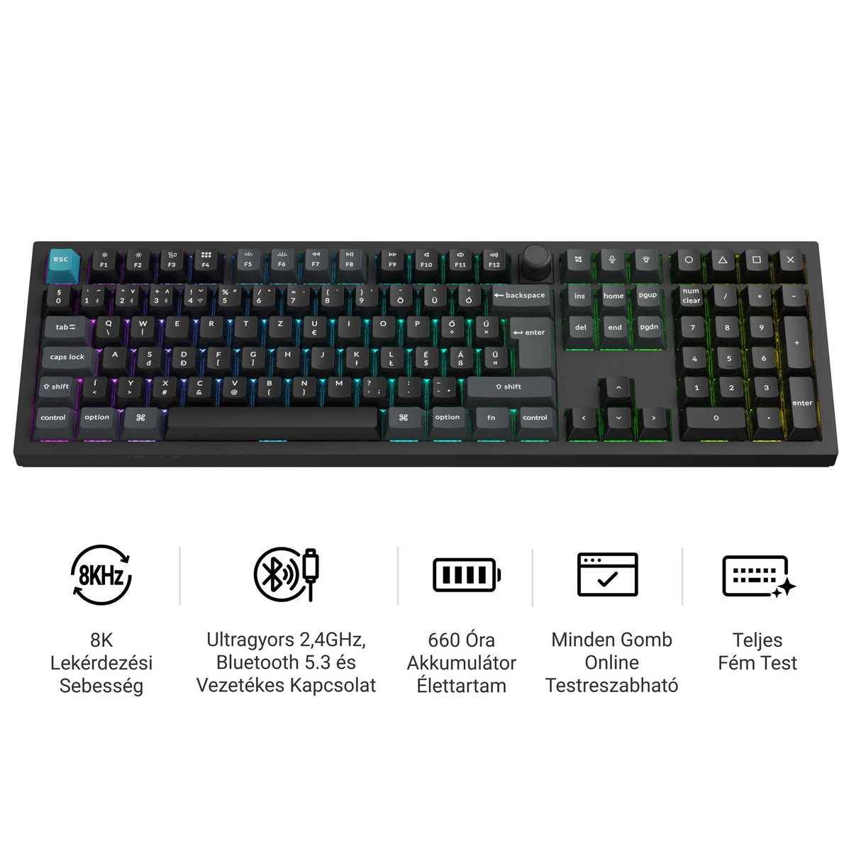 Keychron Q6 Ultra 8K vezetéknélküli testreszabható mechanikus billentyűzet